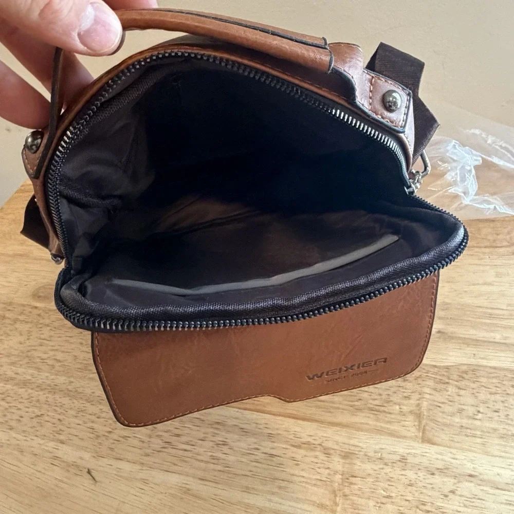 New Weixier Men's Retro Tan Faux Leather Crossbody Shoulder Bag Unisex